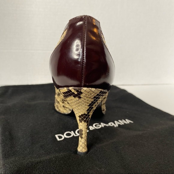 Dolce & Gabbana Beige & Brown Snakeskin Heels 6.5 - Picture 5 of 12